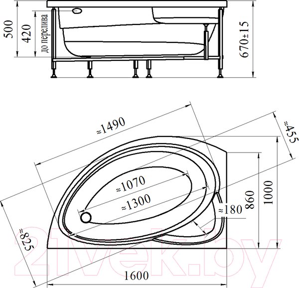 Изображение товара Ванна акриловая Vannesa Модерна 160x100 R / 2-78-0-2-1-214