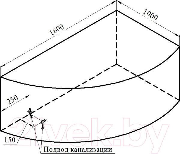 Изображение товара Ванна акриловая Vannesa Модерна 160x100 R / 2-78-0-2-1-214