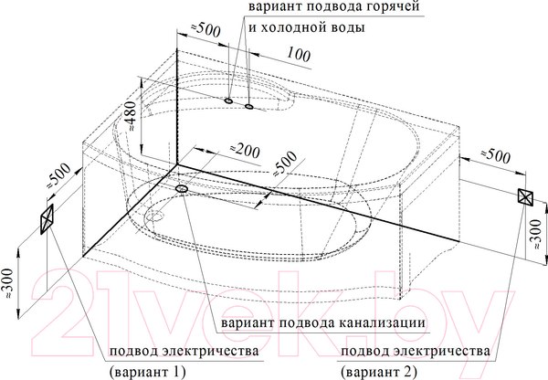 Изображение товара Ванна акриловая Vannesa Монти 150x105 R / 2-78-0-2-1-213
