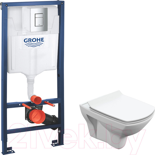 Изображение товара Унитаз подвесной с инсталляцией Cersanit Carina New Clean S-MZ-CARINA-XL-COn-S-DL-w + 38772001