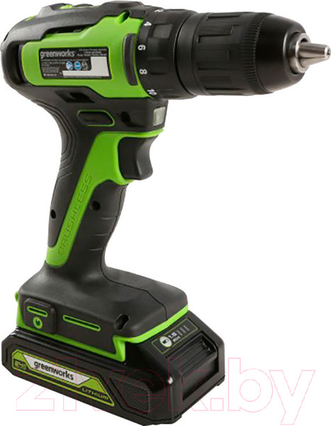Изображение товара Аккумуляторная дрель-шуруповерт Greenworks GD24DD35 бесщеточная 24V / 3704007 (без АКБ и ЗУ)