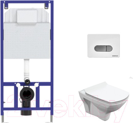 Изображение товара Унитаз подвесной с инсталляцией Cersanit Carina S-MZ-CARINA-XL-COn-S-DL-w + 525 040000 + D7 040037