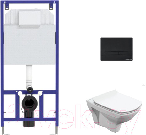 Изображение товара Унитаз подвесной с инсталляцией Cersanit Carina S-MZ-CARINA-XL-COn-S-DL-w + 525 040000 + F5 040055