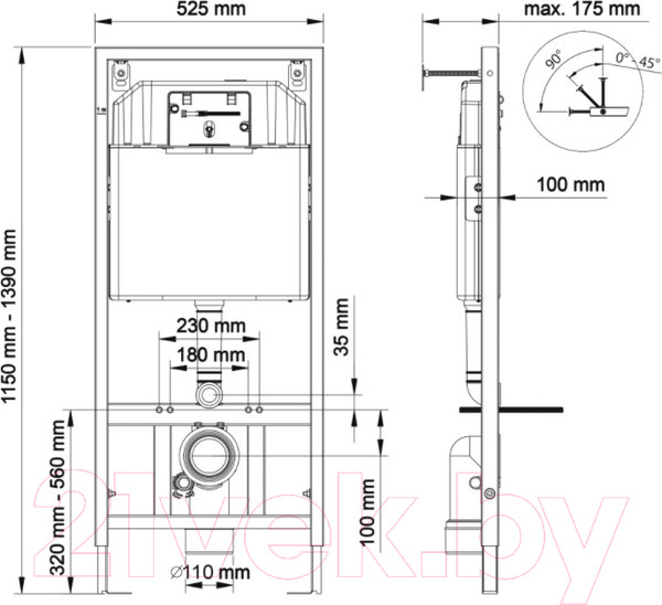 Изображение товара Унитаз подвесной с инсталляцией Cersanit Carina S-MZ-CARINA-XL-COn-S-DL-w + 525 040000 + S3 040043