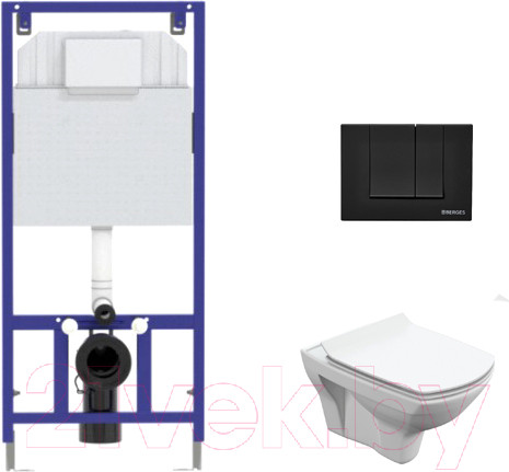 Изображение товара Унитаз подвесной с инсталляцией Cersanit Carina S-MZ-CARINA-XL-COn-S-DL-w + 525 040000 + S5 040045