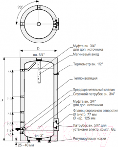 Изображение товара Бойлер косвенного нагрева Galmet Point SG(S) 300 FL Skay / 22-308000N (серый)