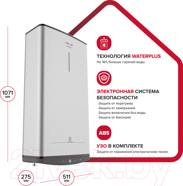 Изображение товара Накопительный водонагреватель Ariston ABSE VLS PRO INOX PW 80 (3700679)