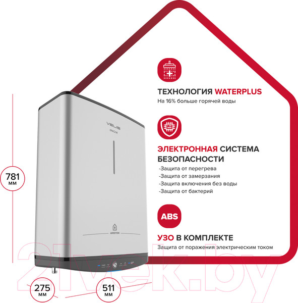 Изображение товара Накопительный водонагреватель Ariston ABSE VLS PRO INOX PW 50 (3700678)