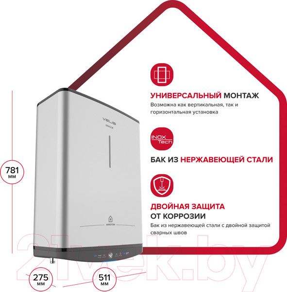 Изображение товара Накопительный водонагреватель Ariston ABSE VLS PRO INOX PW 50 (3700678)