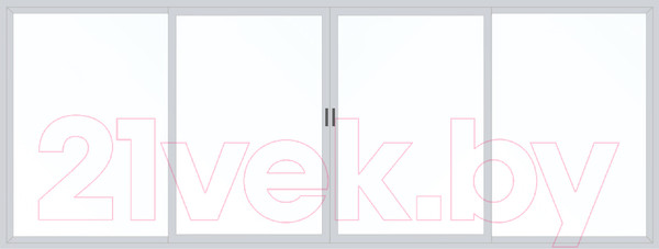 Изображение товара Балконная рама Provedal Раздвижная деленная на 4 части 2 центральные створки 1 стекло (1000x2200)