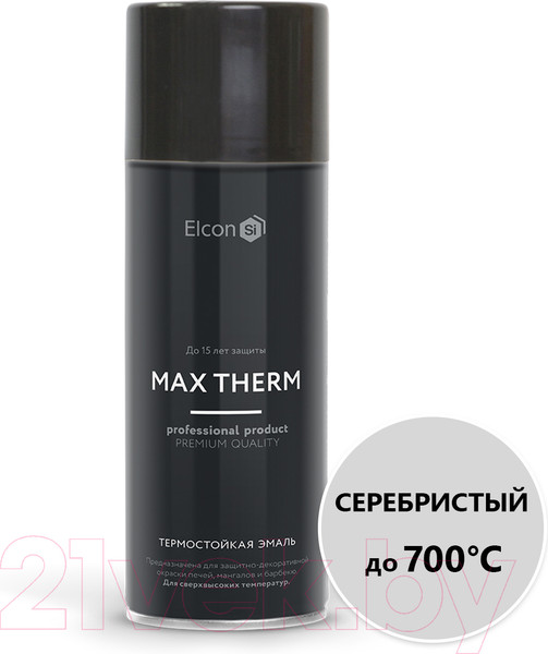 Изображение товара Эмаль Elcon Термостойкая до 700C (520мл, серебристый)