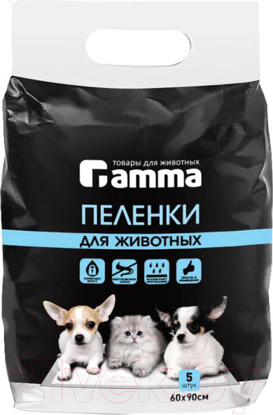 Изображение товара Одноразовая пеленка для животных Gamma 60x90 / 30552006 (5шт)