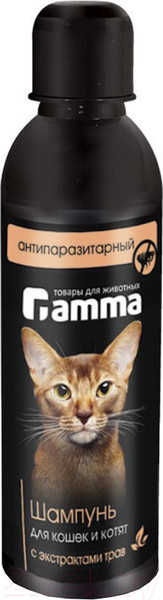 Изображение товара Шампунь для животных Gamma Для кошек и котят антипаразитарный с экстрактом трав / 20592004 (250мл)