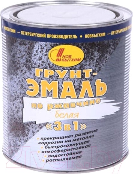 Изображение товара Грунт-эмаль Новбытхим По ржавчине 3в1 (1л, белый)