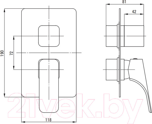 Изображение товара Внешняя часть смесителя скрытого монтажа Deante Box BXY AQHM