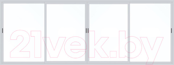 Изображение товара Балконная рама Provedal Раздвижная деленная на 4 части 4 створки сдвижные 1 стекло (1200x2900)