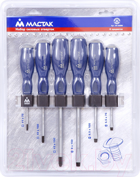 Изображение товара Набор отверток Мастак 04-6GRB