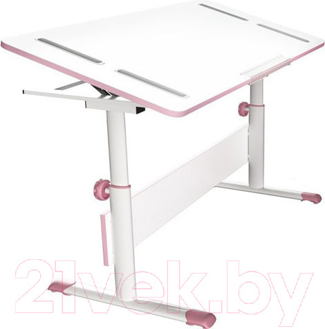 Изображение товара Парта Polini Kids City D2 140x55 (белый/розовый)