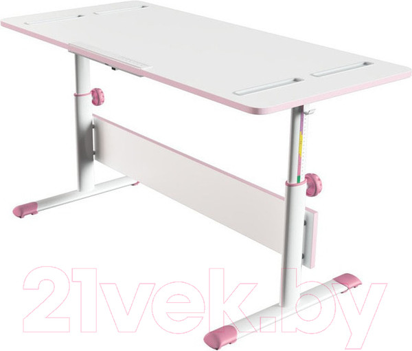 Изображение товара Парта Polini Kids City D2 140x55 (белый/розовый)