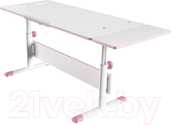 Изображение товара Парта Polini Kids City D2 140x55 (белый/розовый)