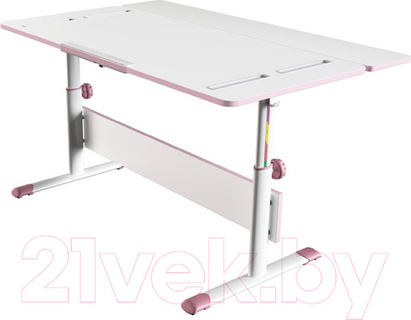 Изображение товара Парта Polini Kids City D2 120x75 (белый/розовый)