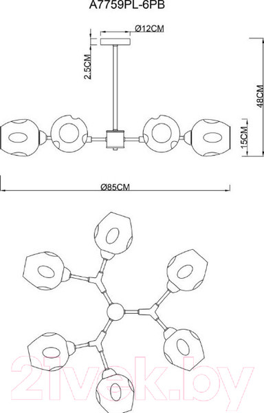 Изображение товара Люстра Arte Lamp Yuka A7759PL-6PB