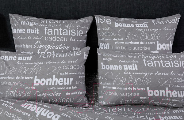 Изображение товара Комплект постельного белья Ночь нежна Письма Стандарт Семейный 70x70 / 7420-1