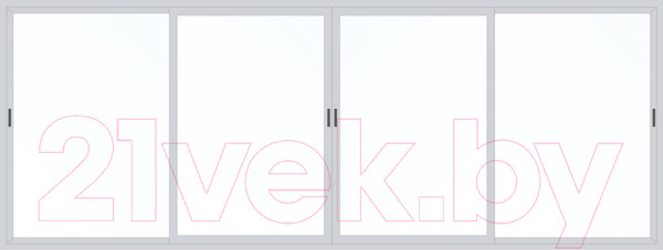 Изображение товара Балконная рама Provedal Раздвижная деленная на 4 части 4 створки сдвижные 1 стекло (1400x2100)