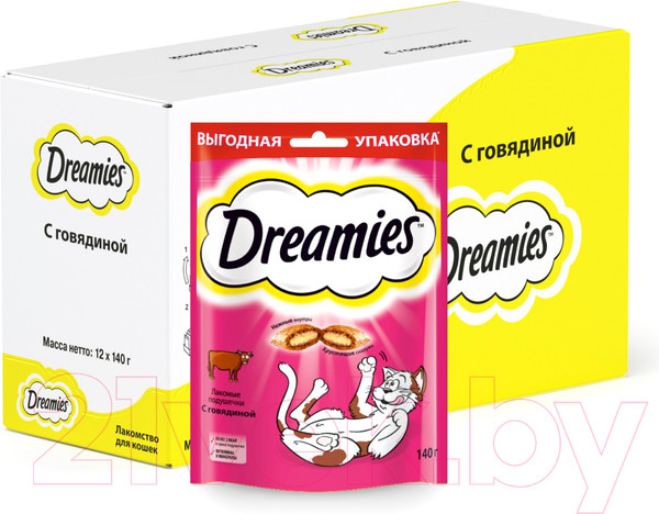 Изображение товара Лакомство для кошек Dreamies С говядиной (140г)