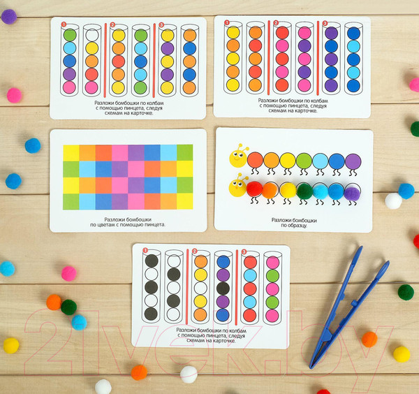 Изображение товара Сортер Zabiaka Цветные бомбошки. Сложи по образцу / 4316488