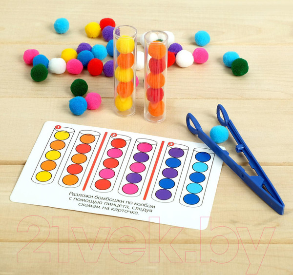 Изображение товара Сортер Zabiaka Цветные бомбошки. Сложи по образцу / 4316488