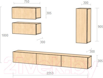 Изображение товара Стенка Артём-Мебель Венеция СН 121.01 (дуб крафт белый/дуб крафт табачный)