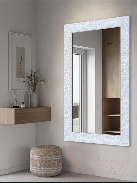 Изображение товара Зеркало Декарт Настенное в раме 8Л1666 (белый перламутр)