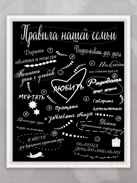 Изображение товара Картина Декарт Мотиватор Правила семьи 8Л2559 (в раме)