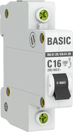 Изображение товара Выключатель автоматический EKF ВА 47-29 1P 16A (C) 4.5кА / mcb4729-1-16C