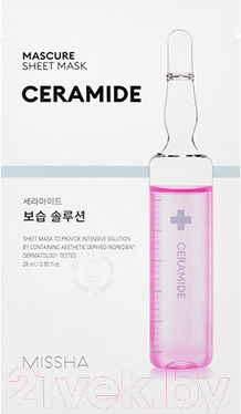 Изображение товара Маска для лица тканевая Missha Mascure Moisture Barrier Solution Sheet Mask Ceramide увлажняющ. (28мл)