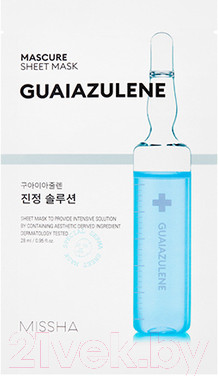 Изображение товара Маска для лица тканевая Missha Mascure Calming Solution Sheet Mask Guaiazulene успокаивающая (28мл)
