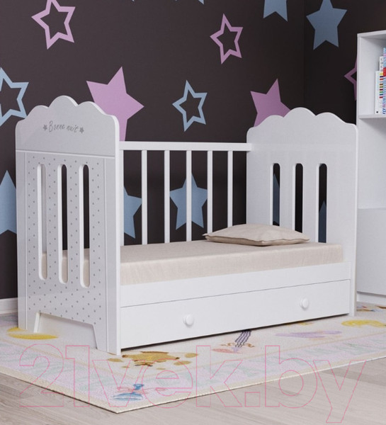 Изображение товара Детская кроватка VDK Bonne маятник и ящик (слоновая кость)
