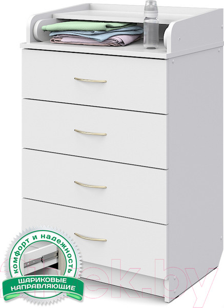 Изображение товара Комод пеленальный Атон Сириус 604 ЛДСП (с шариковыми направляющими, белый)