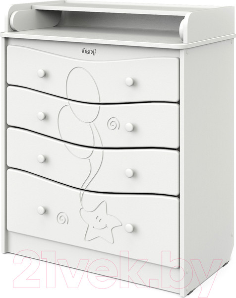 Изображение товара Комод пеленальный Атон Сириус Kristoff с рисунком 804 МДФ (белый)