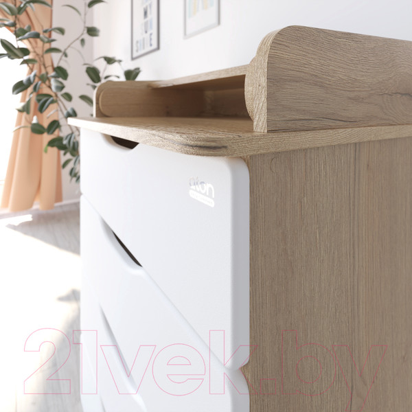 Изображение товара Комод пеленальный Атон Сириус Wood 604 ПВХ (с шариковыми направляющими, дуб галифакс)