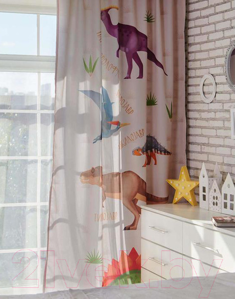 Изображение товара Комплект штор Этель Динозавры 5111659 (145x260, 2шт)