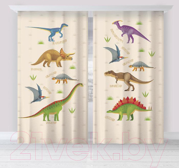 Изображение товара Комплект штор Этель Динозавры 5111659 (145x260, 2шт)