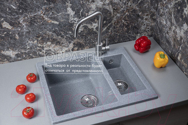 Изображение товара Мойка кухонная БелЭворс Duet L (серый, без сифона)