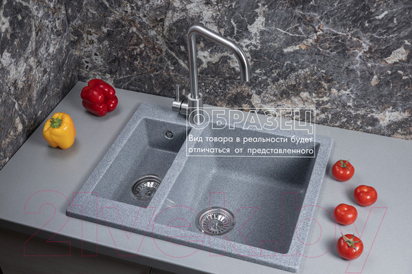 Изображение товара Мойка кухонная БелЭворс Duet R (серый, без сифона)