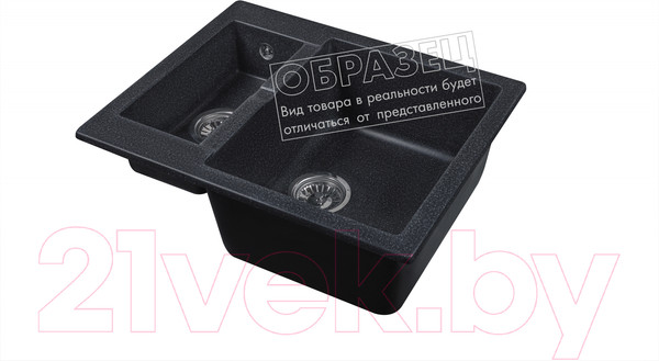 Изображение товара Мойка кухонная БелЭворс Duet R (черный, без сифона)