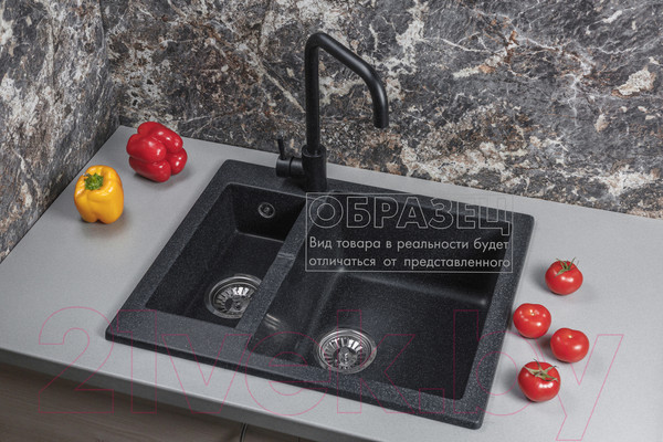 Изображение товара Мойка кухонная БелЭворс Duet R (черный, без сифона)