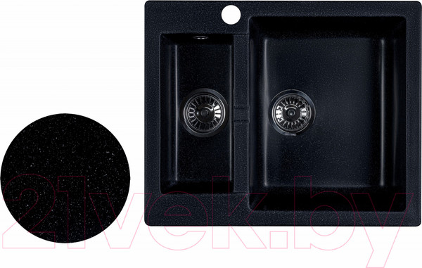Изображение товара Мойка кухонная БелЭворс Duet R (черный, без сифона)