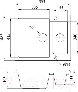 Изображение товара Мойка кухонная БелЭворс Duet R (серый, без сифона)