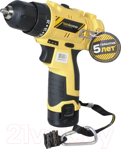 Изображение товара Аккумуляторная дрель-шуруповерт Hanskonner HCD1230R